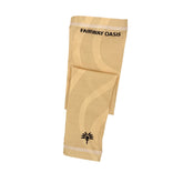 Tan arm sleeves with 'Fairway Oasis' branding on a white background