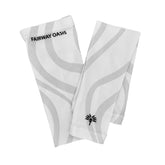 White and Grey arm sleeve with fairway oasis logo on white background