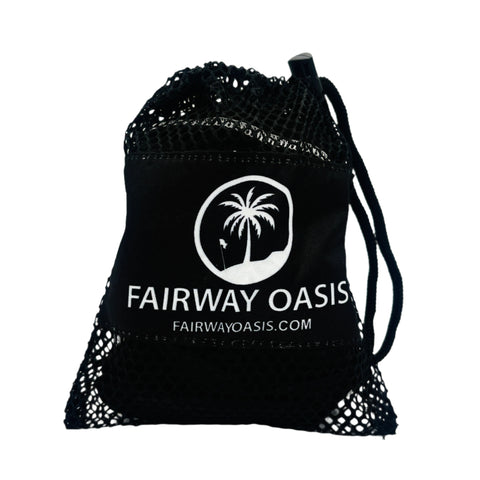 arm sleeve travel bag with 'Fairway Oasis' logo on a white background