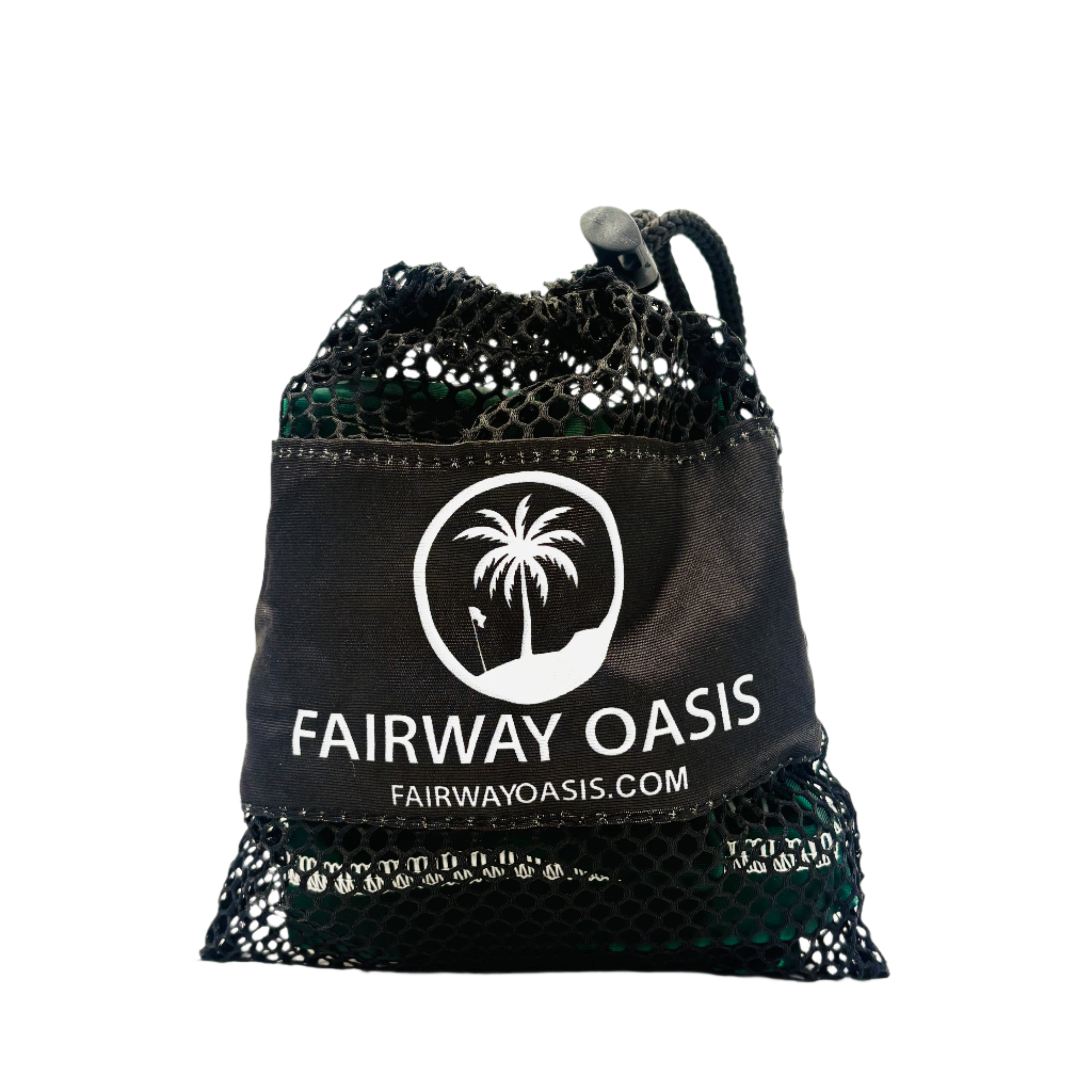 Travel Mesh arm sleeve bag with 'Fairway Oasis' branding on a white background