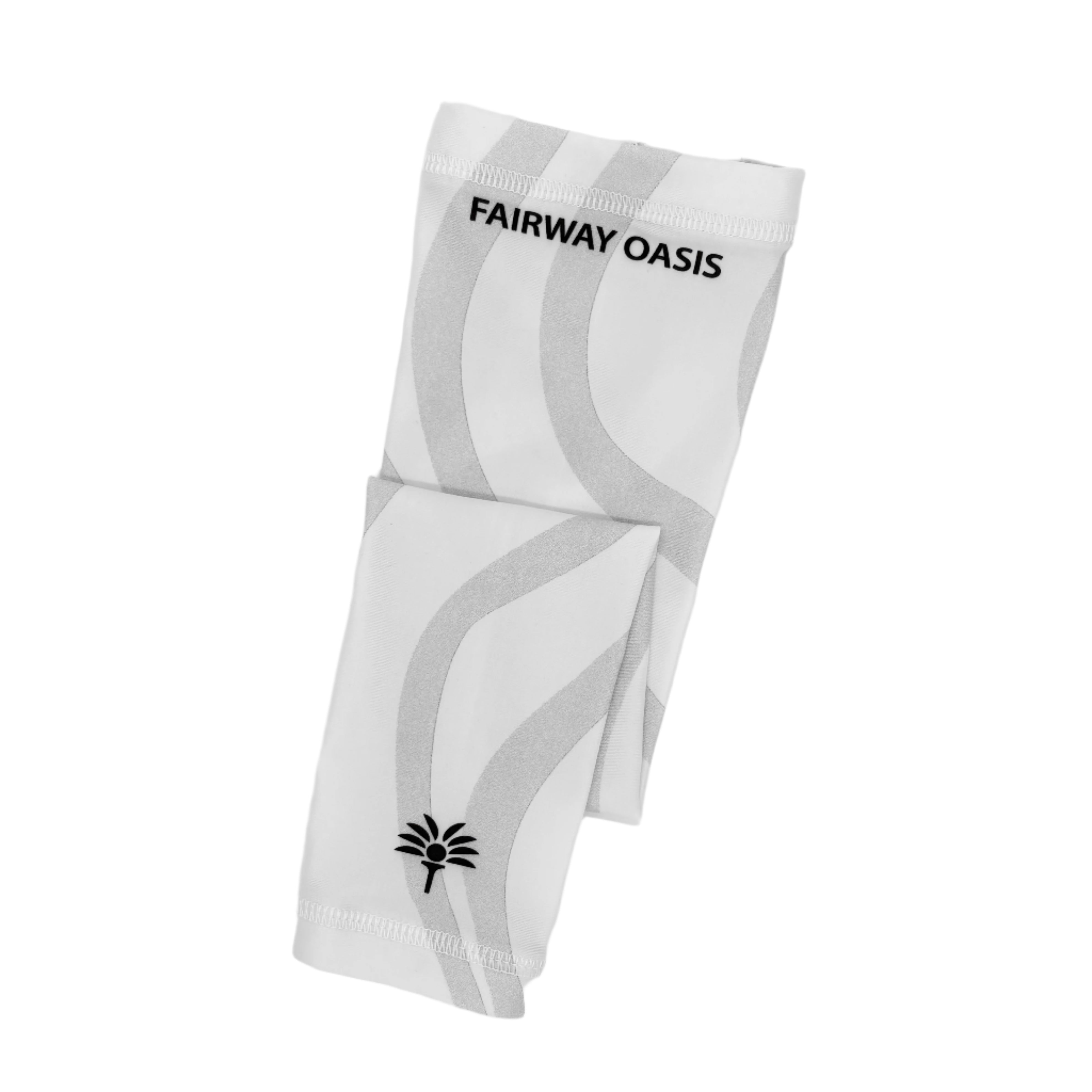 White and Grey arm sleeve and 'Fairway Oasis' branding on a white background